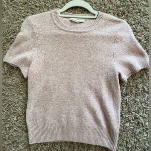 baby pink zara short sleeve sweater